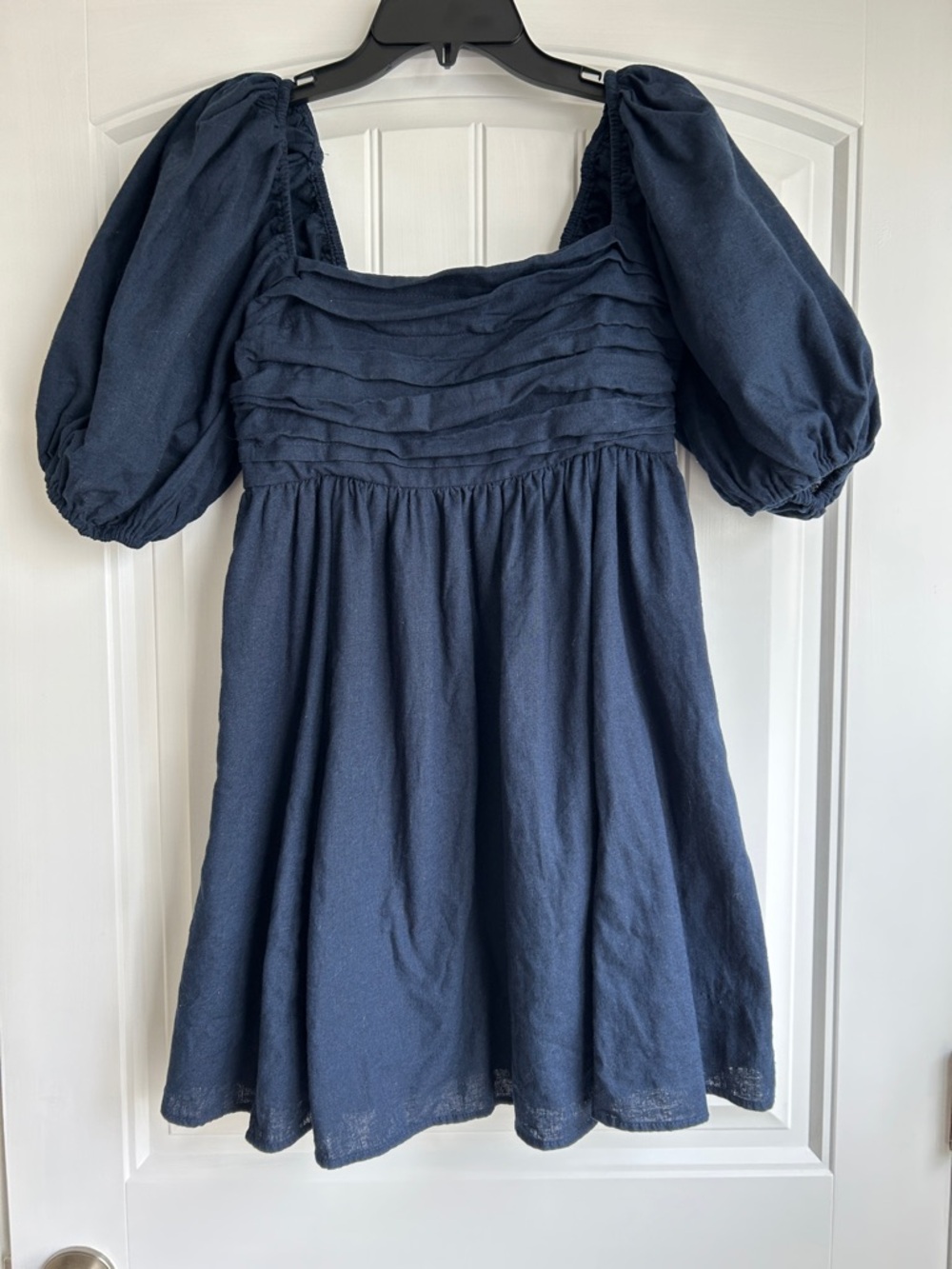 Abercrombie & Fitch Navy Puff Sleeve Babydoll Dress